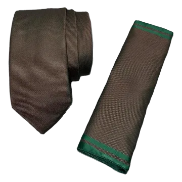 Corbata falso liso verde seco. Pañuelo a juego.